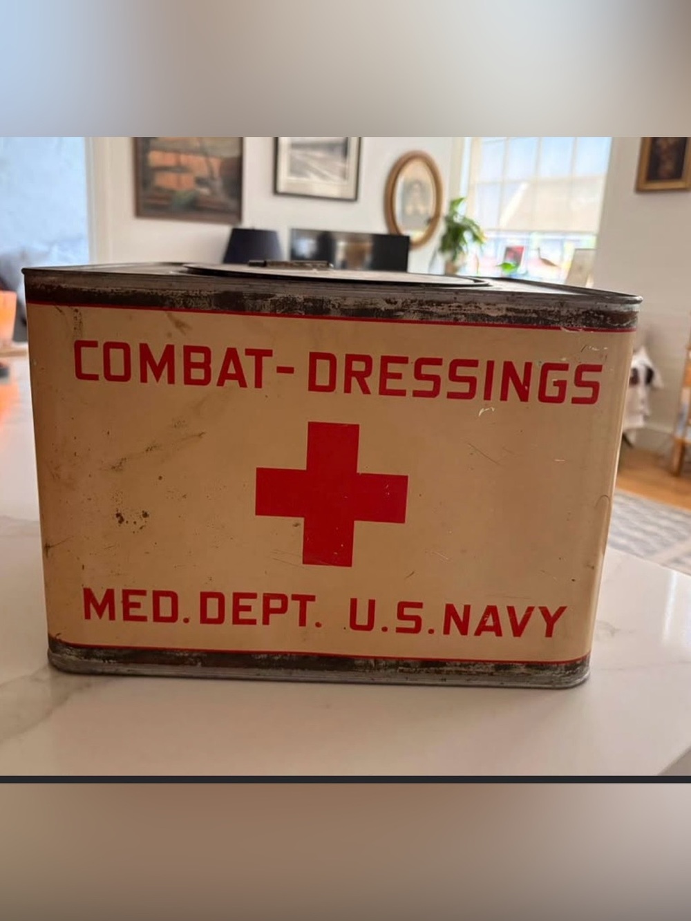 Vintage US Navy combat dressing tin